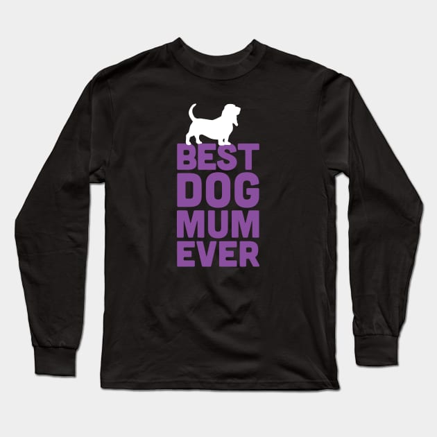 Best Basset Hound Dog Mum Ever - Purple Dog Lover Gift Long Sleeve T-Shirt by Elsie Bee Designs